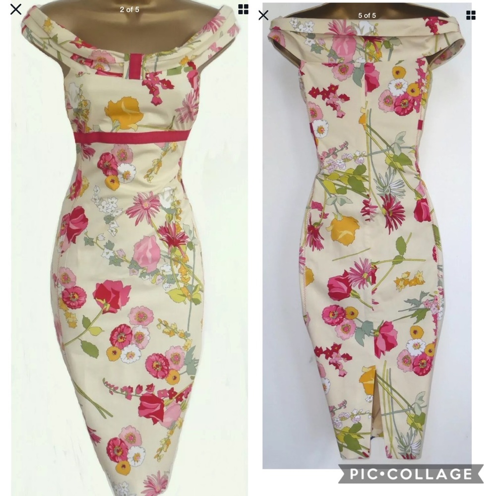 Karen Millen Bardot Style Floral Wiggle Bodycon